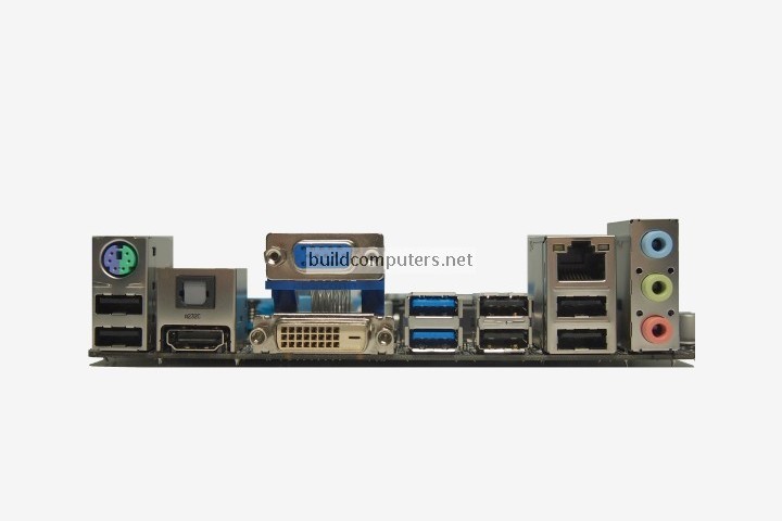 Computer back panel ports and connectors